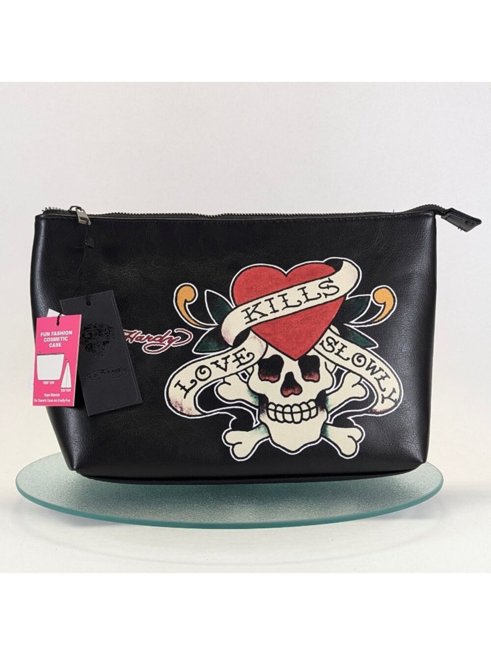 Ed Hardy Love Kills Slowly Vegan Leather Cosmetic Toiletry Clutch Bag Pouch NEW - Picture 1 of 7